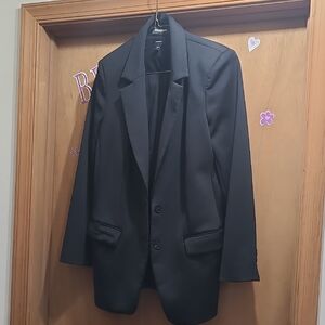 Express Black Slim-Fit Blazer with Notched Lapels